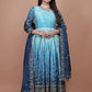 Premium Embroidered Chinon Gown with Stylish Sequins Work and Coordinated Dupatta