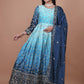 Premium Embroidered Chinon Gown with Stylish Sequins Work and Coordinated Dupatta