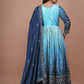 Premium Embroidered Chinon Gown with Stylish Sequins Work and Coordinated Dupatta