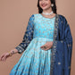 Premium Embroidered Chinon Gown with Stylish Sequins Work and Coordinated Dupatta