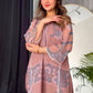 Luxury Designer Peach Co-Ord Set in Printed Sifon Georgette with Full Sleeves