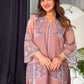 Luxury Designer Peach Co-Ord Set in Printed Sifon Georgette with Full Sleeves