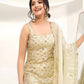 Chic Party Ensemble in Natural Crepe Featuring Heavy Sequin Embroidery and Matching Dupatta