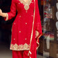 Stylish Beaded Faux Georgette Set with Sequin Embroidered Palazzo and Dupatta