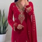 Designer Faux Georgette Outfit with Fancy Embroidery and Moti Embellishment