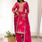 Ready to Wear Designer Suit in Kundan Organza with Hand Mirror and Stone Embroidery