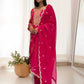 Ready to Wear Designer Suit in Kundan Organza with Hand Mirror and Stone Embroidery