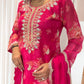 Ready to Wear Designer Suit in Kundan Organza with Hand Mirror and Stone Embroidery