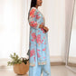 Ready to Wear Designer Suit in Kundan Organza with Hand Mirror and Stone Embroidery