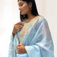Ready to Wear Designer Suit in Kundan Organza with Hand Mirror and Stone Embroidery