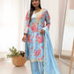 Ready to Wear Designer Suit in Kundan Organza with Hand Mirror and Stone Embroidery