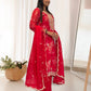 Ready to Wear Designer Suit in Kundan Organza with Hand Mirror and Stone Embroidery