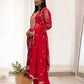 Ready to Wear Designer Suit in Kundan Organza with Hand Mirror and Stone Embroidery