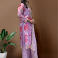 Ready to Wear Designer Suit in Kundan Organza with Hand Mirror and Stone Embroidery