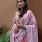 Ready to Wear Designer Suit in Kundan Organza with Hand Mirror and Stone Embroidery