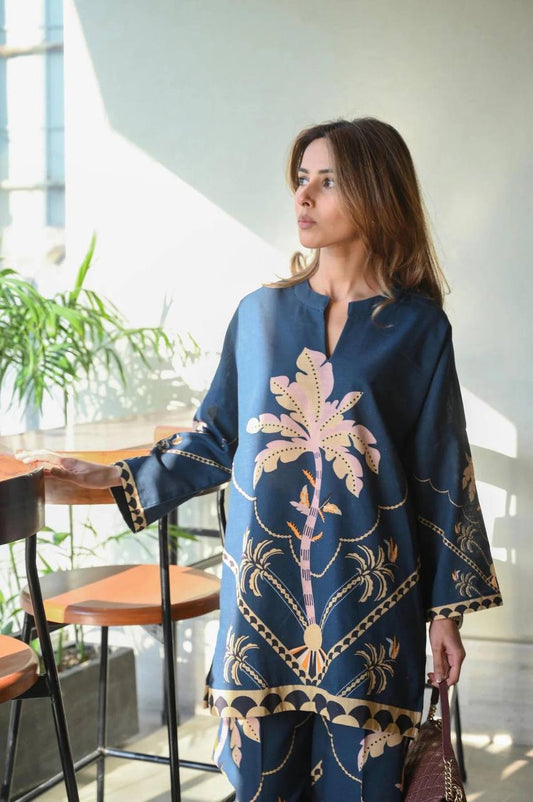 Pure Slab Cotton Digital Printed Palazzo and Top Set – Ready to Wear