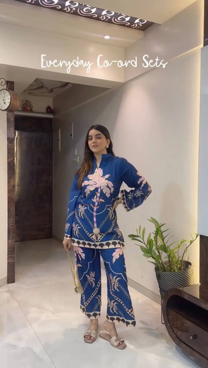 Pure Slab Cotton Digital Printed Palazzo and Top Set – Ready to Wear