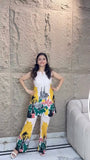 Luxury Party Wear Co-Ord Set in Digital Printed Natural Butter Blue Cotton
