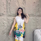 Luxury Party Wear Co-Ord Set in Digital Printed Natural Butter Blue Cotton