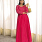 Designer Heavy Roman Silk Gown with Coordinated Bottom and Hand Embellishments