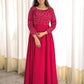 Designer Heavy Roman Silk Gown with Coordinated Bottom and Hand Embellishments