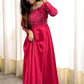 Designer Heavy Roman Silk Gown with Coordinated Bottom and Hand Embellishments