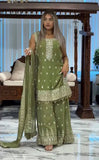 Designer Faux Georgette Outfit with Elegant Sequin Embroidery and Border Work