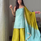Luxury Chinon Silk Suit Set with Sequin Detailing and Thread Embroidery