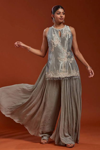 Exclusive Designer Party Wear in Pure Crepe Silk with Sequins and Dupatta