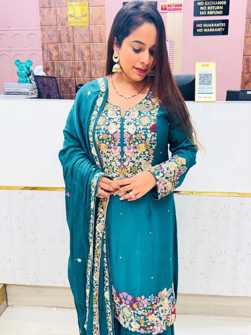 Exclusive Party Wear Outfit with Chinon Silk Sharara and Embroidered Dupatta
