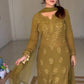 Stylish Faux Georgette 3-Piece Set with Thread Embroidery and Matching Dupatta