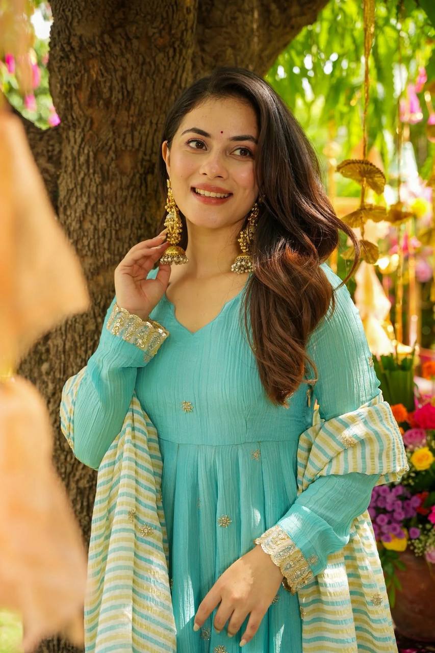 Bansi -SRK Designer Faux Georgette Gown with Dupatta