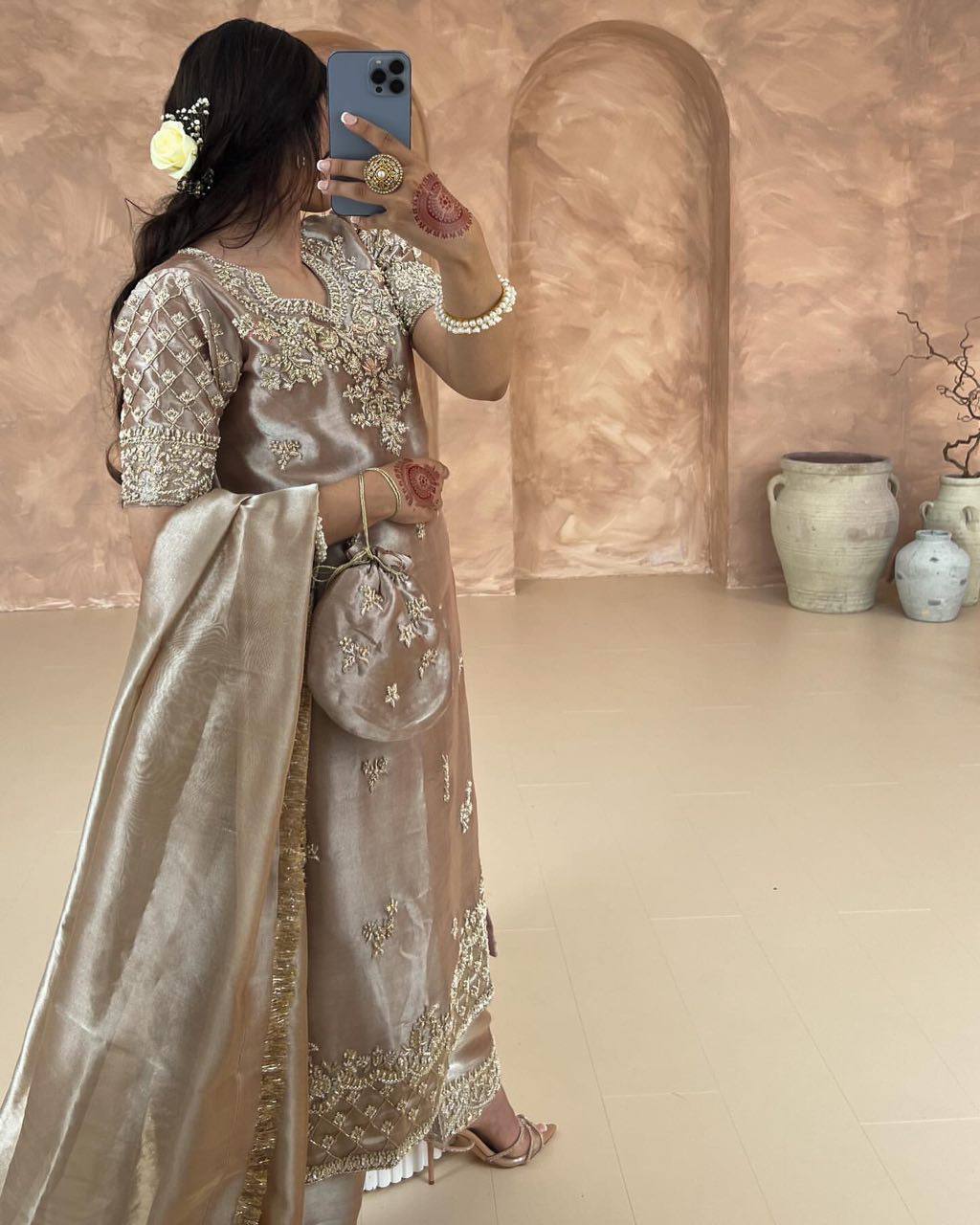 Premium Party Wear Ensemble with Heavy Embroidery and Sequin Detailing  Stylish Ready to Wear Top Pant and Dupatta in Fancy Designer Look