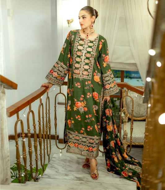 Premium Heavy Chinon Silk Outfit with Organza Embroidery and Patch Work