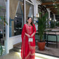 Elegant Chinon Silk Sharara Suit with Delicate Embroidery, Sequins and Matching Dupatta