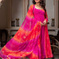 Exclusive Anarkali Gown Bottom and Dupatta Set with Fancy Bandhej Print