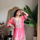 Effortless Charm Pink Roman Silk 3 Piece Sharara Set with Soft Cotton Lining