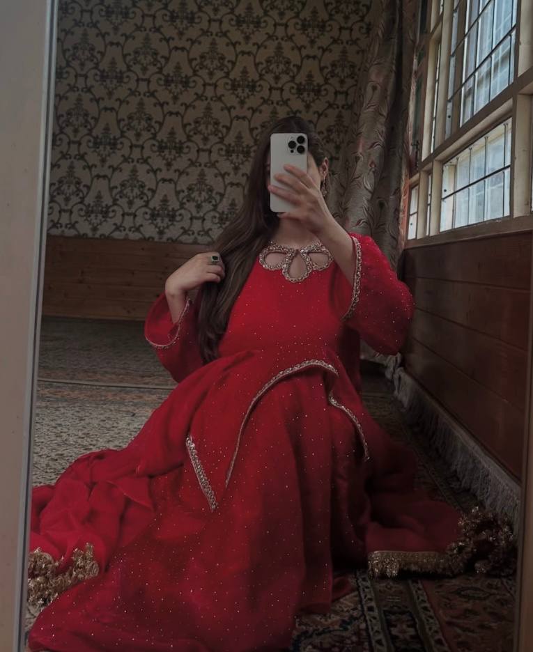 Designer Zimiychu Silk Top and Pant Palazzo with Embroidery & Hotfix Work