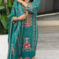 Luxury Ready to Wear Ensemble with Digital Print and Hanging Lace Border