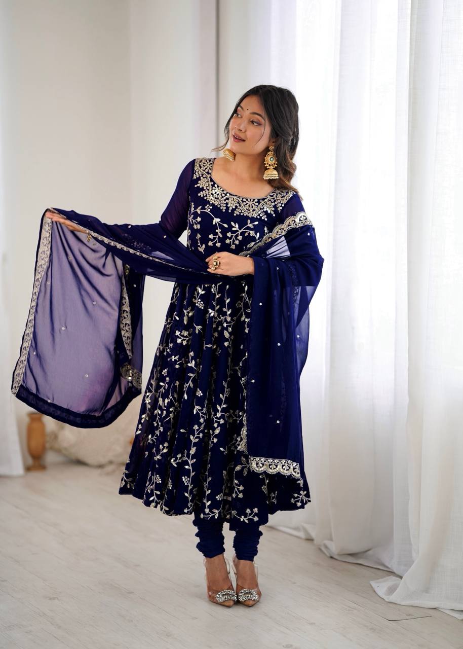 Kavya -SRK Premium Georgette Anarkali and Micro Cotton Churidar