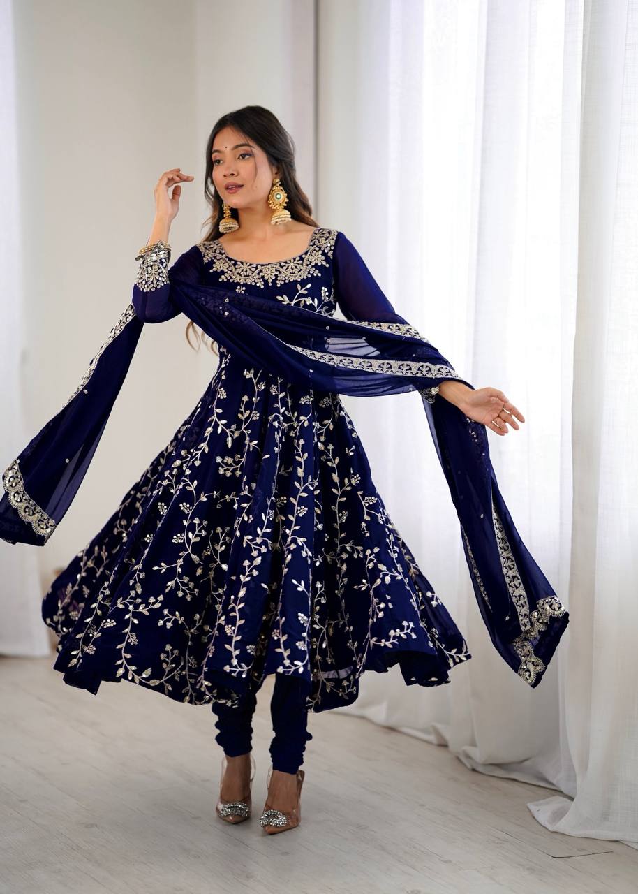 Kavya -SRK Premium Georgette Anarkali and Micro Cotton Churidar