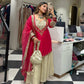 Elegant Party Wear Ensemble in Natural Crepe with Embroidery & Mirror Detailing