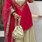 Elegant Party Wear Ensemble in Natural Crepe with Embroidery & Mirror Detailing