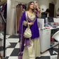 Elegant Party Wear Ensemble in Natural Crepe with Embroidery & Mirror Detailing