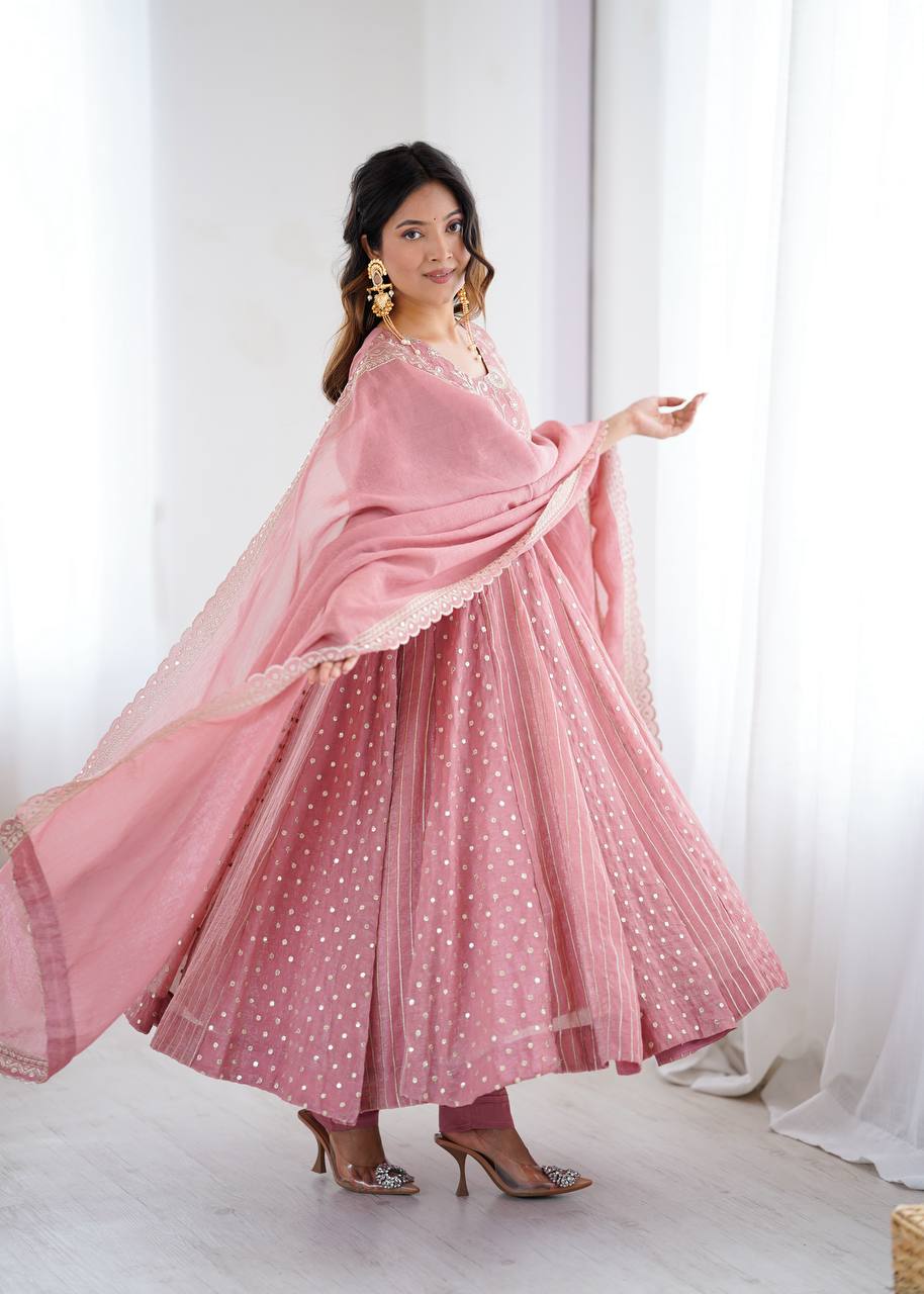 Nehal -SRK Anarkali in Crunchy Silk with Embroidered Design