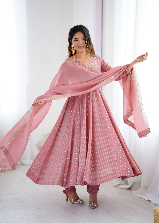 Nehal -SRK Anarkali in Crunchy Silk with Embroidered Design