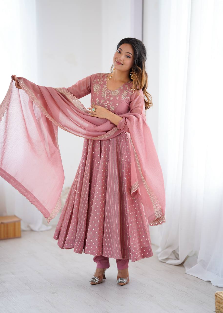 Nehal -SRK Anarkali in Crunchy Silk with Embroidered Design