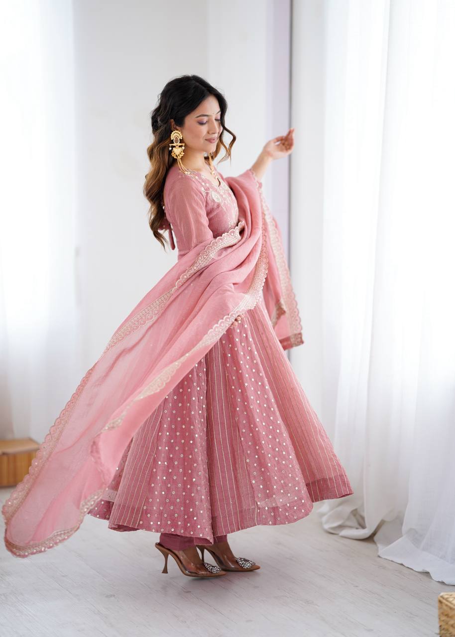 Nehal -SRK Anarkali in Crunchy Silk with Embroidered Design