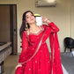 New Designer Party Wear Red Faux Georgette Gown with Heavy Embroidery Work