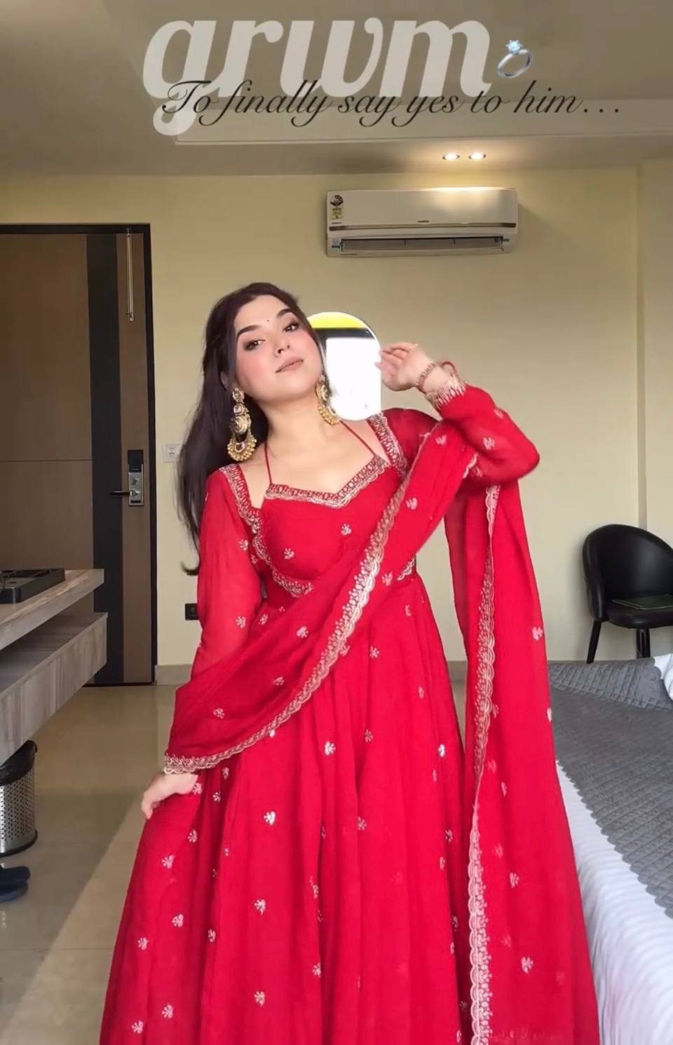 New Designer Party Wear Red Faux Georgette Gown with Heavy Embroidery Work
